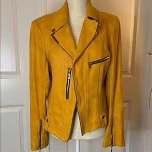 Mustard Leather Biker Jacket